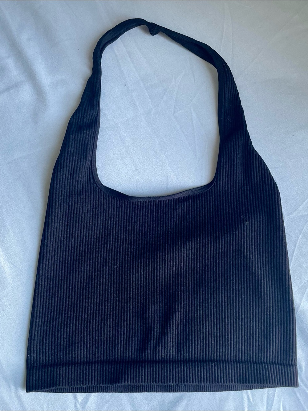 Black Ribbed Halter Bra Top Unbranded Women's XXS/XS